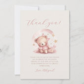 Schattig roze teddybeer Baby shower dank u Kaart (Voorkant)