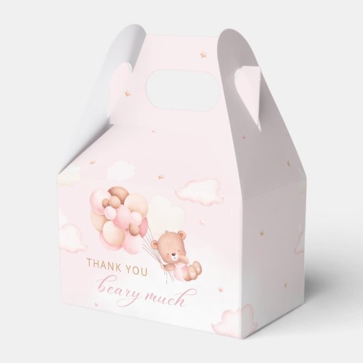 Schattig roze teddybeer meisje Baby shower dank u Bedankdoosjes (Achterkant)