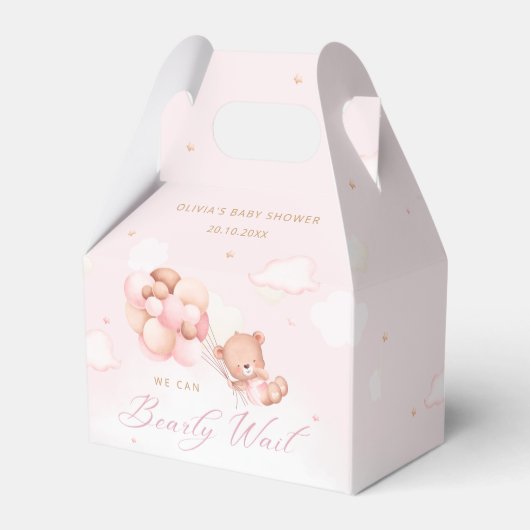Schattig roze teddybeer meisje Baby shower dank u Bedankdoosjes (Voorkant Zijde)