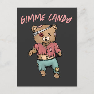 Schattig roze teddybeer zombie gimme Snoep hallowe Briefkaart