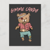 Schattig roze teddybeer zombie gimme Snoep hallowe Briefkaart (Voorkant)