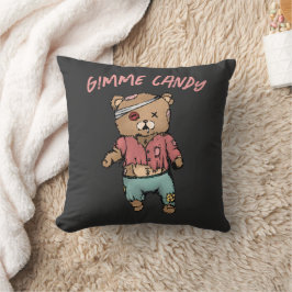 Schattig roze teddybeer zombie gimme Snoep hallowe Kussen