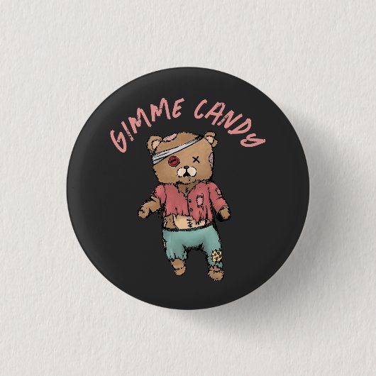 Schattig roze teddybeer zombie gimme Snoep hallowe Ronde Button 3,2 Cm (Voorkant)