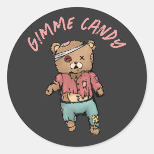 Schattig roze teddybeer zombie gimme Snoep hallowe Ronde Sticker