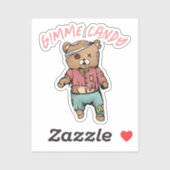 Schattig roze teddybeer zombie gimme Snoep hallowe Sticker (Vel)