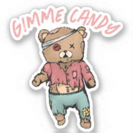 Schattig roze teddybeer zombie gimme Snoep hallowe Sticker