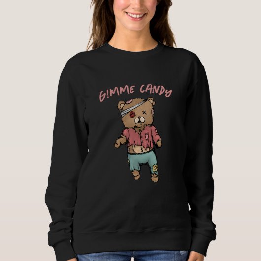Schattig roze teddybeer zombie gimme Snoep hallowe Trui (Voorkant)