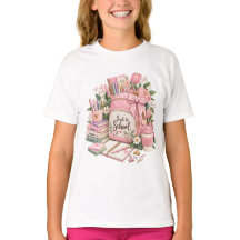 Schattig Roze Terug naar School Meisjes T-Shirt |
