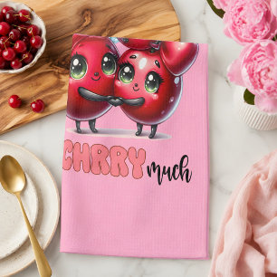 Schattig Roze Trendy Rode Kersen Koppel Theedoek