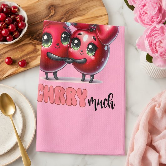 Schattig Roze Trendy Rode Kersen Koppel Theedoek