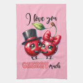 Schattig Roze Trendy Rode Kersen Koppel Theedoek (Verticaal)
