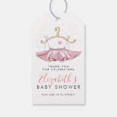 Schattig Roze Tutu Ballerina Baby Shower Bedankt Cadeaulabel (Achterkant)