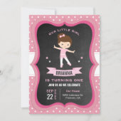 Schattig roze Tutu Meisje Ballerina Eerste Verjaar Kaart (Voorkant)