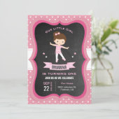 Schattig roze Tutu Meisje Ballerina Eerste Verjaar Kaart (Staand voorkant)