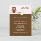 Schattig roze uil meisje Baby shower Kaart (Staand voorkant)