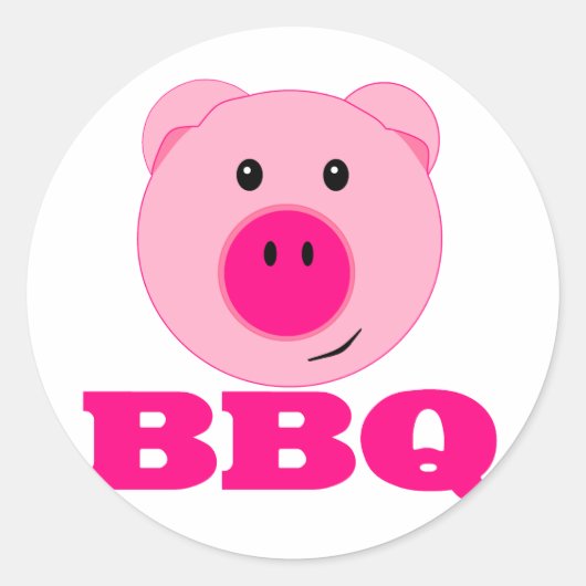 Schattig Roze Varken BBQ Ronde Sticker (Voorkant)