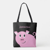 Schattig roze varken gepersonaliseerd lief klein v tote bag (Achterkant)