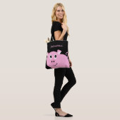 Schattig roze varken gepersonaliseerd lief klein v tote bag (Op model)