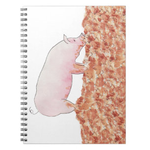 Schattig Roze Varken in Modder Grappige Waterverf  Notitieboek