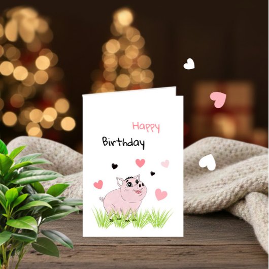 Schattig roze varken kaart