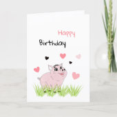 Schattig roze varken kaart (Voorkant)