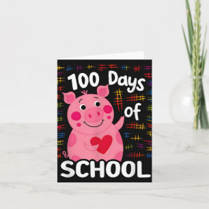 Schattig Roze Varken Met Hart 100 Dagen School 100 Kaart