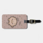 Schattig roze varken roze achtergrond bagagelabel (Voorkant horizontaal)