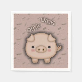 Schattig roze varken roze achtergrond servet