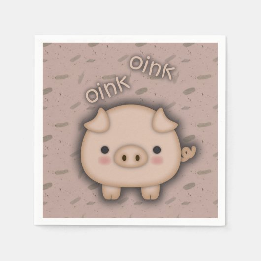 Schattig roze varken roze achtergrond servet (Voorkant)