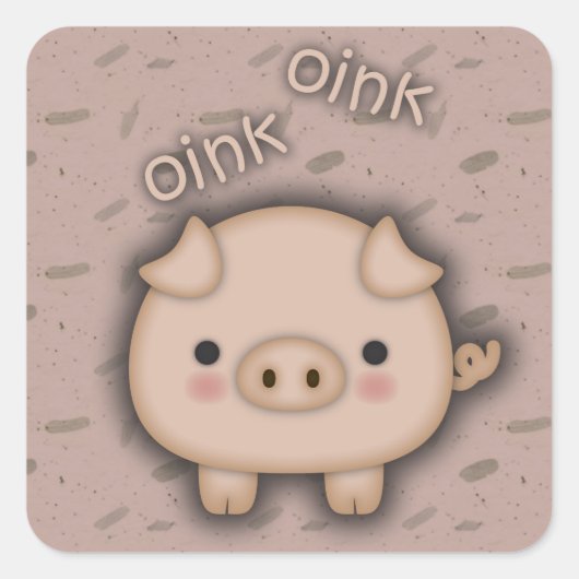Schattig roze varken roze achtergrond vierkante sticker (Voorkant)