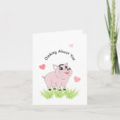 Schattig roze varken voor Valentijn Kaart (Voorkant)