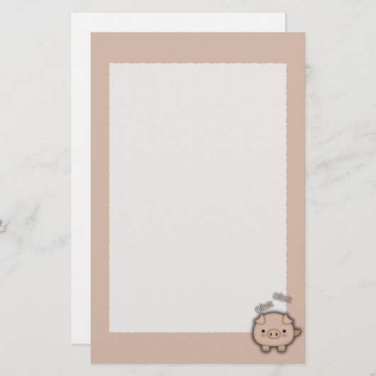 Schattig roze varkensinkt briefpapier (Voorkant / Achterkant)