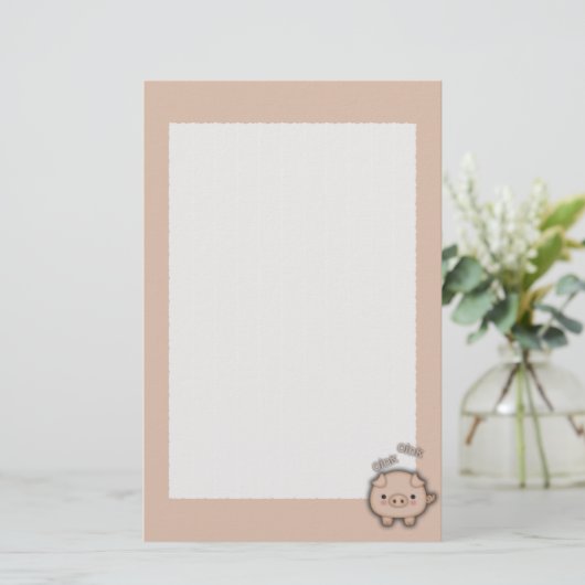 Schattig roze varkensinkt briefpapier (Staand voorkant)