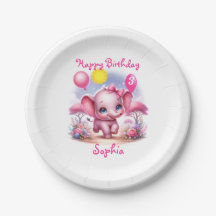 Schattig Roze Verjaardag Olifant met Ballonnen