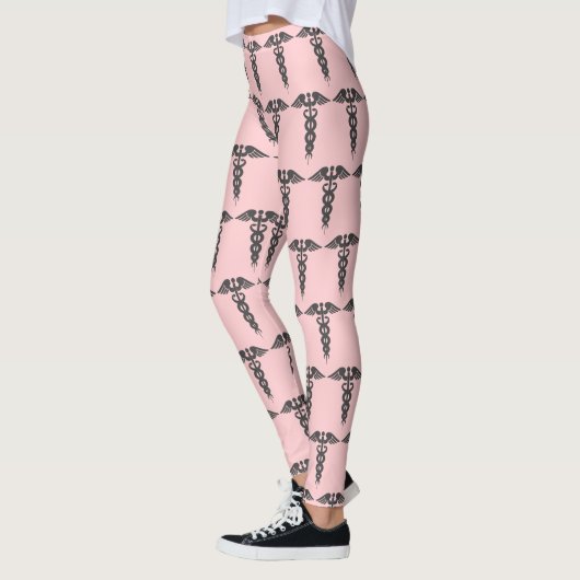 Schattig roze verpleegster caduceus patroon vrouwe leggings (Links)