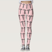 Schattig roze verpleegster caduceus patroon vrouwe leggings (Voorkant)
