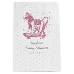 Schattig Roze Vintage Hobby Paard Patroon Medium Cadeauzakje