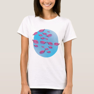 Schattig roze vissen zwemmen T-shirt