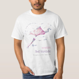 Schattig roze vliegende vlieger sky wolken verjaar t-shirt