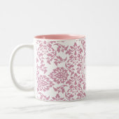 schattig roze vocht, noem initiaal monogram tweekleurige koffiemok (Links)