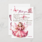 Schattig roze watercolor meisjesachtig kasteel fee bedankkaart (Voorkant / Achterkant)