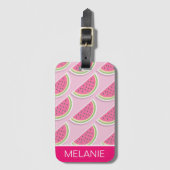 Schattig roze watermeloen patroon gepersonaliseerd bagagelabel (Voorkant (verticaal))
