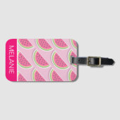 Schattig roze watermeloen patroon gepersonaliseerd bagagelabel (Voorkant (horizontaal))