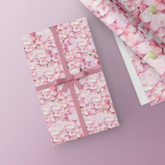 Schattig roze Waterverf bloemmotief Baby shower Cadeaupapier