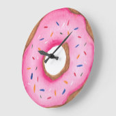 Schattig roze Waterverf donut Grote Klok (Hoek)