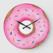 Schattig roze Waterverf donut Grote Klok (Voorkant)
