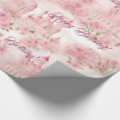 Schattig roze waterverf girly kasteel fee prinses cadeaupapier (Hoek)