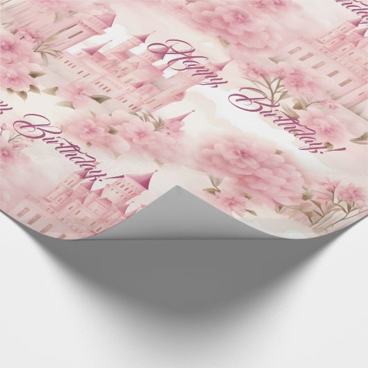Schattig roze waterverf girly kasteel fee prinses cadeaupapier (Hoek)