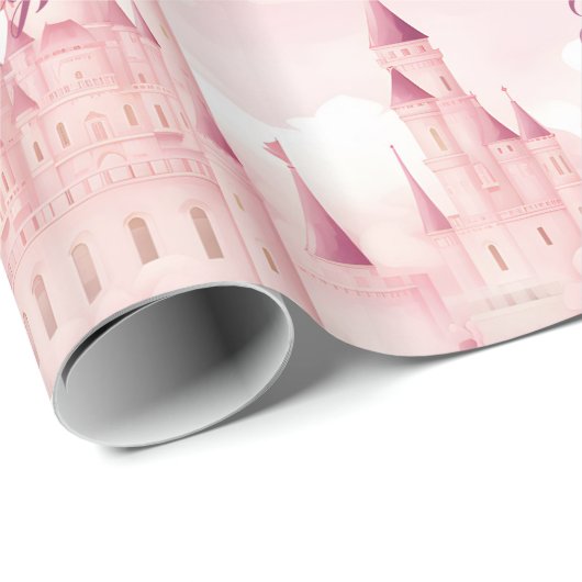 Schattig roze waterverf girly kasteel fee prinses cadeaupapier (Rol Hoek)