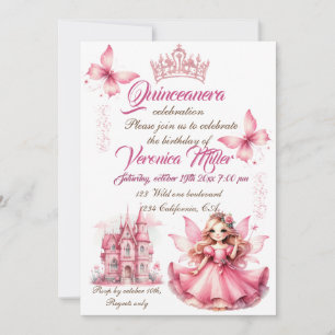 Schattig roze waterverf girly kasteel fee prinses kaart
